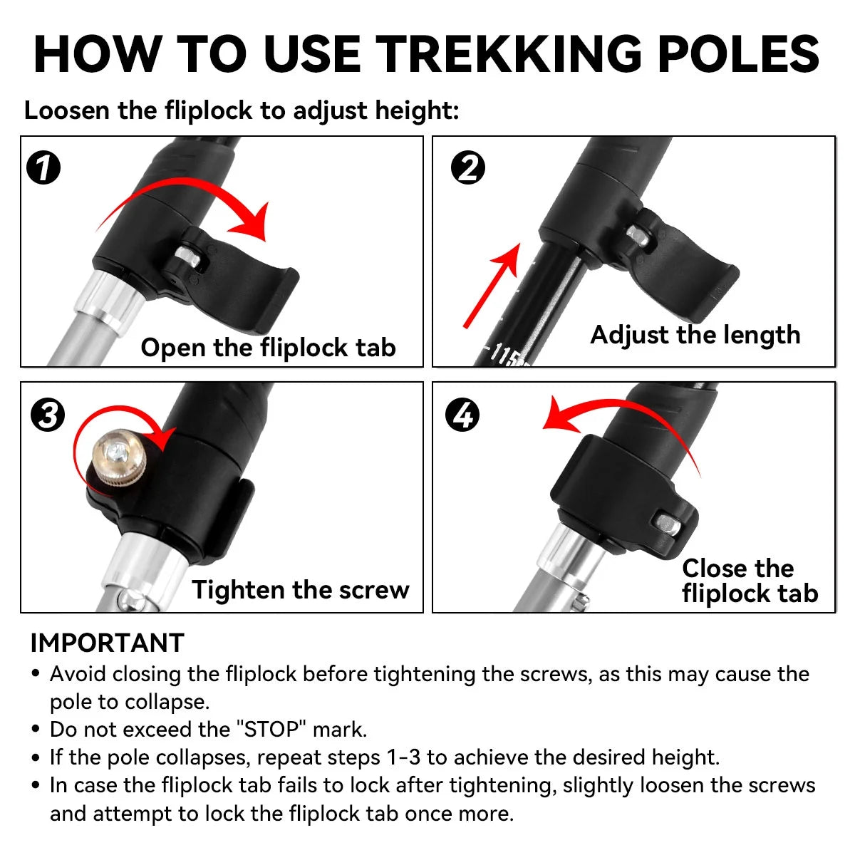 Collapsible Aluminum Trekking Poles for Hiking (2-Pack)