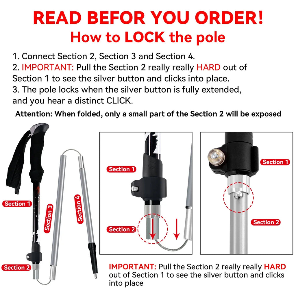 Collapsible Aluminum Trekking Poles for Hiking (2-Pack)