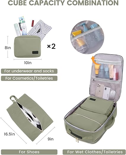 Travel Backpack for Women & Men, Airline Approved Carry On Luggage with 3 Packing Cubes, TSA Overnight Bags, Waterproof Personal Item Bag, Weekender Essentials Backpacks fits 17" Laptop