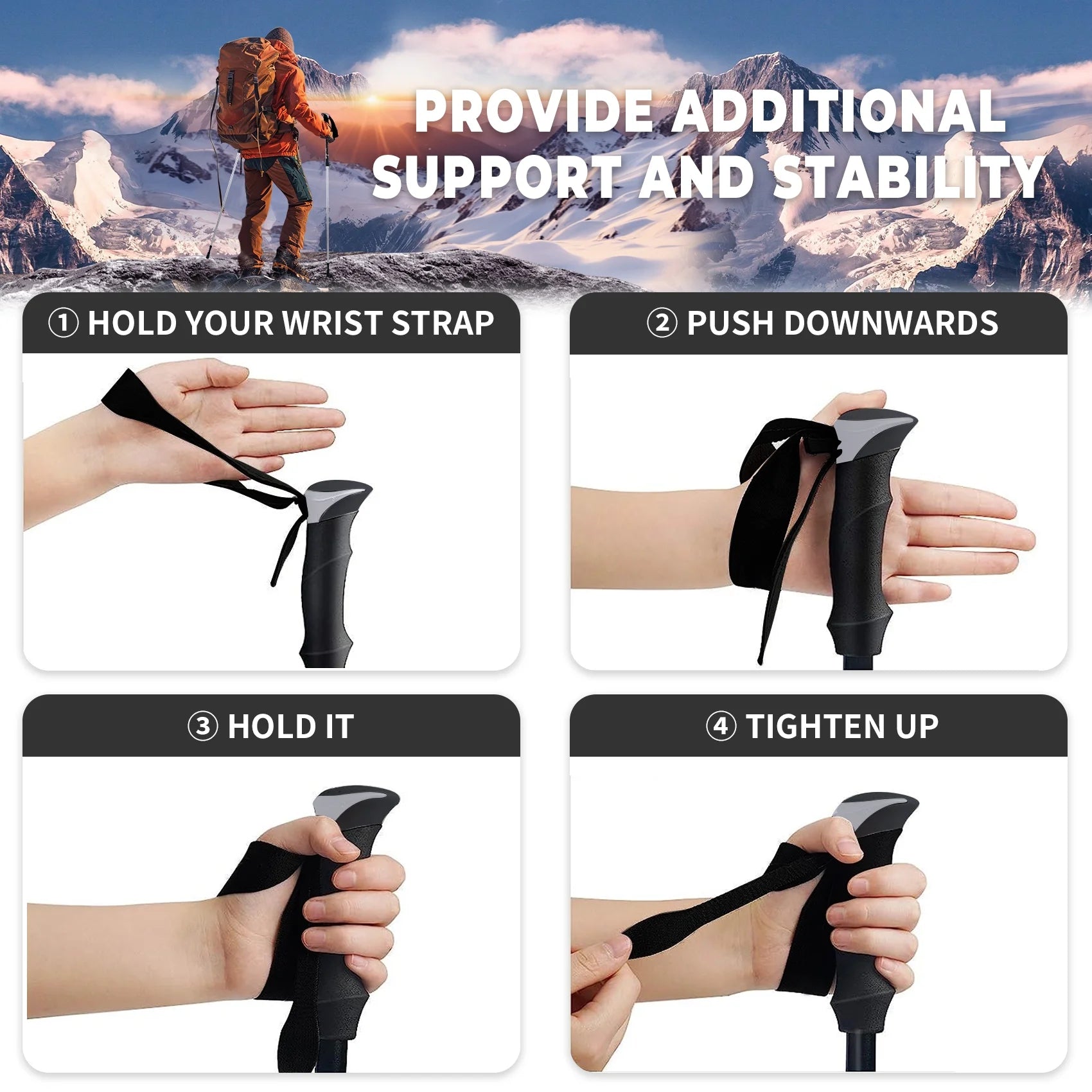 Collapsible Aluminum Trekking Poles for Hiking (2-Pack)