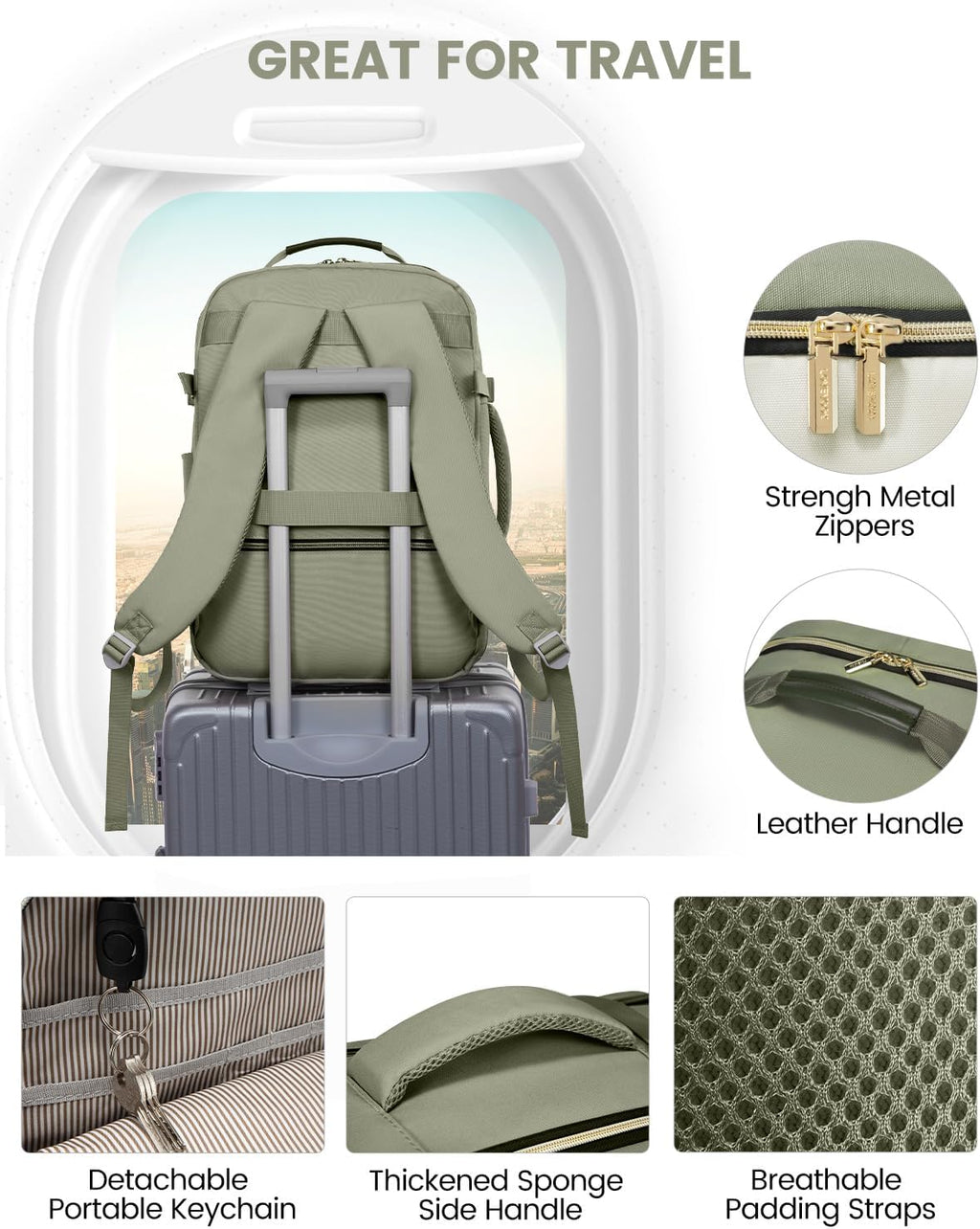 Travel Backpack for Women & Men, Airline Approved Carry On Luggage with 3 Packing Cubes, TSA Overnight Bags, Waterproof Personal Item Bag, Weekender Essentials Backpacks fits 17" Laptop