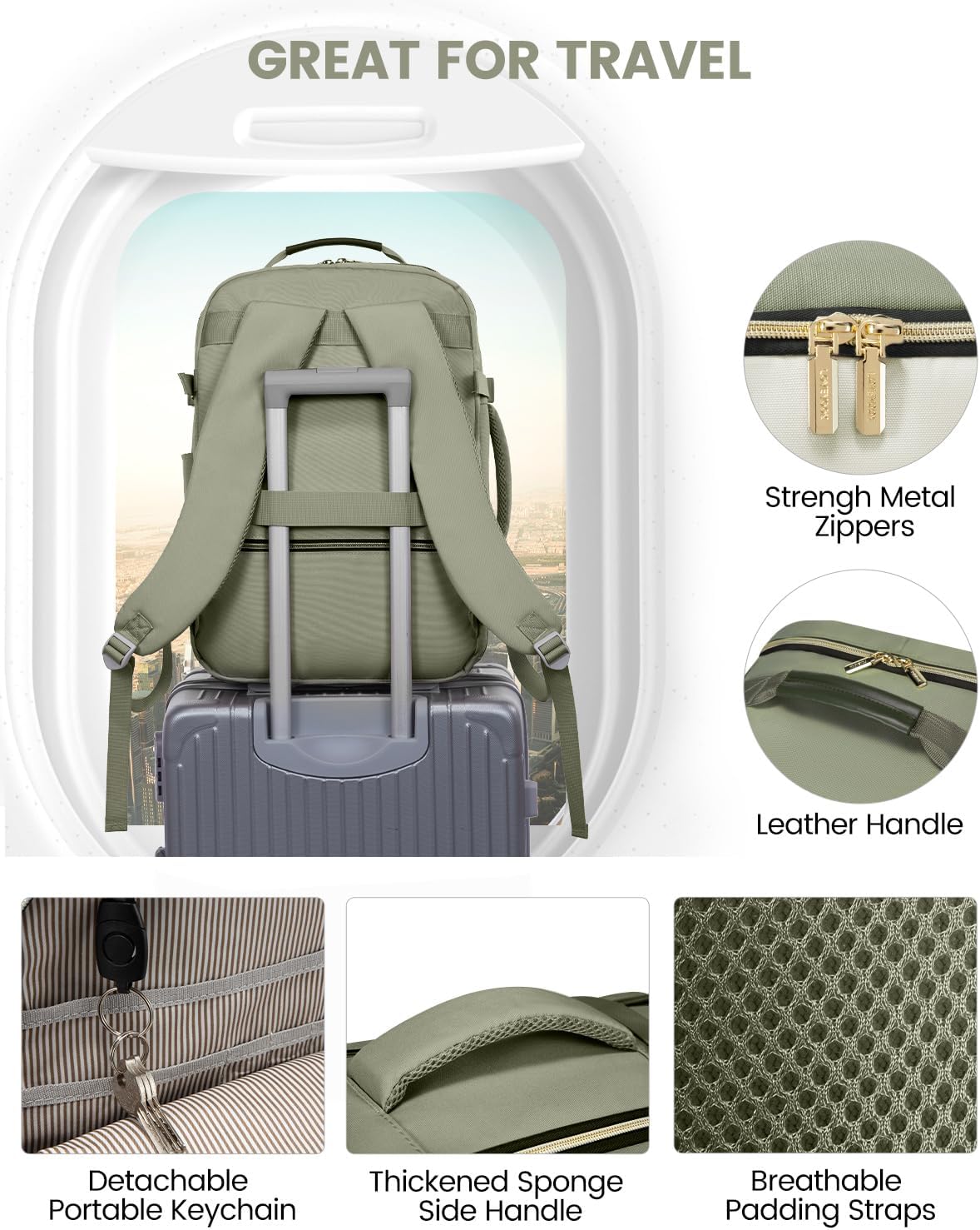 Travel Backpack for Women & Men, Airline Approved Carry On Luggage with 3 Packing Cubes, TSA Overnight Bags, Waterproof Personal Item Bag, Weekender Essentials Backpacks fits 17" Laptop