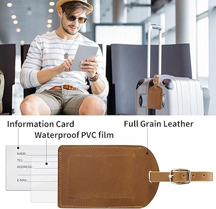 Leather Luggage Tag for Suitcases ID Tags Bag Tags for Luggage