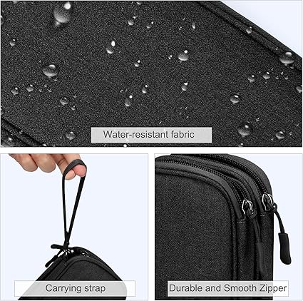 FYY Travel Cable Organizer Pouch Electronic Accessories Carry Case Portable Waterproof Double Layers All-in-One Storage Bag for Cord, Charger, Phone, Earphone Black