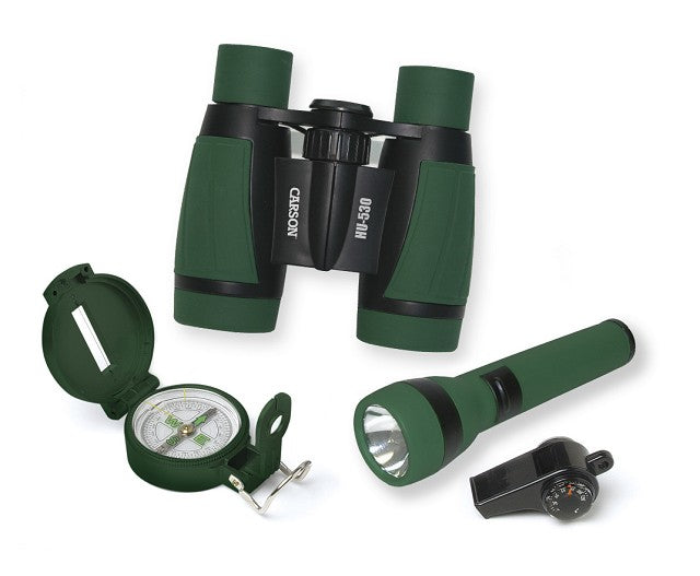 Outdoor Adventure Backpack Kit with Binoculars, Compass & Flashlight